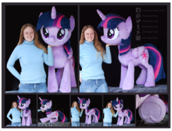 Size: 3057x2336 | Tagged: safe, artist:nazegoreng, twilight sparkle, alicorn, human, pony, g4, female, folded wings, high res, horn, irl, irl human, life size, mare, photo, plushie, prone, standing, twilight sparkle (alicorn), underhoof
