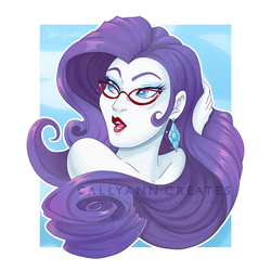 Size: 800x800 | Tagged: safe, artist:callyanncreates, rarity, equestria girls, g4, bust, ear piercing, earring, female, glasses, jewelry, piercing, solo