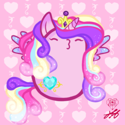 Size: 1024x1024 | Tagged: safe, artist:stainedglasslighthea, princess cadance, alicorn, pony, g4, bean pony, cute, cutedance, female, kissy face, potato pony, solo