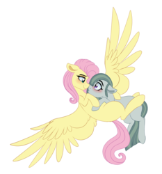 Size: 1766x1893 | Tagged: safe, artist:saphi-boo, fluttershy, marble pie, earth pony, pegasus, pony, g4, blushing, female, lesbian, looking at each other, mare, ship:marbleshy, shipping, simple background, smiling, transparent background