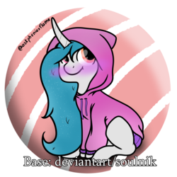 Size: 2000x2000 | Tagged: safe, artist:steamyart, oc, oc only, oc:phenioxflame, pony, unicorn, base used, clothes, high res, hoodie, icon, simple background, solo, text, transparent background