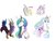 Size: 1600x1200 | Tagged: safe, artist:fallenangel5414, discord, princess celestia, screwball, alicorn, draconequus, pony, g4, baby, baby pony, crown, dialogue, father and child, father and daughter, female, heart, male, mare, mother and child, mother and daughter, mouth hold, peytral, quadrupedal, regalia, scruff, ship:dislestia, shipping, simple background, straight, white background