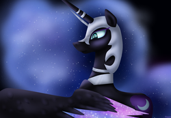 Size: 2600x1800 | Tagged: safe, artist:iseppe, nightmare moon, alicorn, pony, g4, female, helmet, mare, solo
