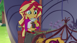Size: 1280x720 | Tagged: safe, screencap, sunset shimmer, equestria girls, g4, my little pony equestria girls: legend of everfree, cute, flashlight (object), shimmerbetes