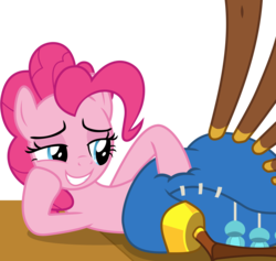 Size: 3654x3464 | Tagged: safe, artist:frownfactory, pinkie pie, earth pony, pony, g4, yakity-sax, .svg available, cargo ship, female, high res, lidded eyes, musical instrument, rubbing, shipping, simple background, smiling, solo, svg, transparent background, vector, yovidaphone, yovidapie