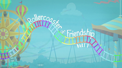 Size: 1920x1080 | Tagged: safe, screencap, equestria girls, equestria girls specials, g4, my little pony equestria girls: better together, my little pony equestria girls: rollercoaster of friendship, equestria land, ferris wheel, hot air balloon, no pony, part 1, roller coaster, title card, tracks