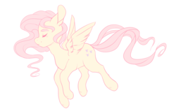 Size: 1280x815 | Tagged: safe, artist:pekou, fluttershy, pony, g4, eyes closed, female, simple background, solo, white background