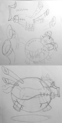 Size: 1024x2036 | Tagged: safe, artist:supra80, pinkie pie, earth pony, pony, g4, yakity-sax, bodysuit, faic, female, hood, inflatable suit, inflation, mare, puffy cheeks, sketch, sketch dump, traditional art, yovidaphone
