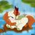 Size: 768x768 | Tagged: safe, artist:parn, autumn blaze, kirin, g4, sounds of silence, awwtumn blaze, cloven hooves, cute, digital art, female, kirinbetes, rock, sleeping, solo, waterfall