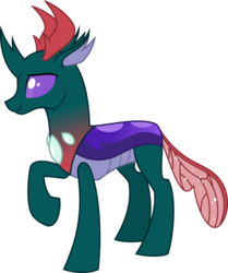 Size: 800x957 | Tagged: safe, artist:nstone53, pharynx, changedling, changeling, g4, to change a changeling, male, prince pharynx, raised hoof, simple background, smiling, solo, transparent background, vector