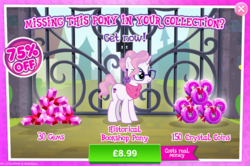 Size: 794x527 | Tagged: safe, gameloft, raspberry latte, pony, unicorn, g4, the parent map, advertisement, costs real money, female, gem, mare, solo