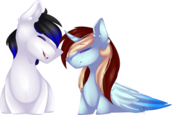 Size: 2064x1377 | Tagged: safe, artist:mauuwde, oc, oc only, alicorn, earth pony, pony, female, male, mare, simple background, stallion, transparent background