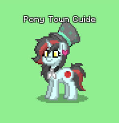 Size: 539x554 | Tagged: safe, oc, oc only, oc:pony town guide, pony, unicorn, pony town, female, hat, solo, top hat