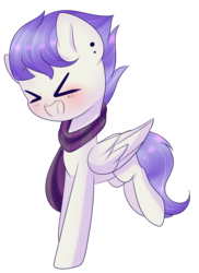 Size: 2904x4000 | Tagged: safe, artist:twily-star, oc, oc only, oc:nightberry, pegasus, pony, icey-verse, blushing, chibi, clothes, commission, cute, ear piercing, earring, eyes closed, female, jewelry, magical lesbian spawn, mare, next generation, ocbetes, offspring, open mouth, parent:nightshade, parent:raspberry vinaigrette, parents:raspberryshade, piercing, scarf, simple background, solo, transparent background