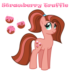 Size: 1022x1080 | Tagged: safe, artist:hazardous-andy, oc, oc only, oc:strawberry truffle, earth pony, pony, base used, female, mare, offspring, parent:cheese sandwich, parent:pinkie pie, parents:cheesepie, ponytail, simple background, solo, transparent background