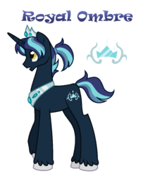 Size: 791x972 | Tagged: safe, artist:hazardous-andy, oc, oc only, oc:royal ombre, pony, unicorn, base used, crown, jewelry, male, offspring, parent:princess cadance, parent:shining armor, parents:shiningcadance, ponytail, regalia, simple background, solo, stallion, transparent background, unshorn fetlocks
