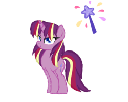 Size: 2500x2000 | Tagged: safe, artist:sodadoodle, oc, oc only, oc:wonderwand sparks, pony, unicorn, high res, magical lesbian spawn, offspring, parent:tempest shadow, parent:twilight sparkle, parents:tempestlight, simple background, solo, transparent background