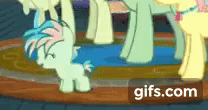 Size: 208x110 | Tagged: safe, screencap, coral currents, sandbar, earth pony, pony, g4, season 8, the hearth's warming club, animated, baby, baby pony, coralbetes, cropped, cute, daaaaaaaaaaaw, dancing, female, filly, gifs.com, obtrusive watermark, prancing, solo focus, watermark