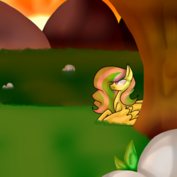 Size: 3000x3000 | Tagged: safe, artist:cait, oc, oc only, oc:fluttergames, pony, high res, solo, sunset