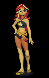 Size: 409x653 | Tagged: safe, artist:silverhd2, sunset shimmer, equestria girls, g4, my little pony equestria girls: better together, 3d, belly button, clothes, craft, feet, female, flip-flops, midriff, sandals, sculpture, solo, swimsuit