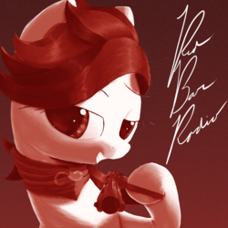 Size: 1920x1920 | Tagged: safe, artist:vultraz, oc, oc:red pone (8chan), /pone/, 8chan, bandana, gun, looking at you, red bar radio, smiling, smug, solo, weapon