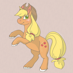 Size: 1080x1080 | Tagged: safe, artist:neothebean, applejack, earth pony, pony, g4, cute, female, simple background, solo