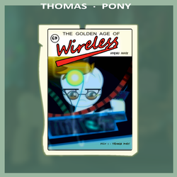 Size: 1400x1400 | Tagged: safe, artist:grapefruitface1, oc, oc only, oc:thomas pony, pony, 80s, album cover, headlamp, new wave, ponified, science, show accurate, solo, technology, the golden age of wireless, thomas dolby, thomas pony