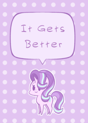 Size: 907x1272 | Tagged: safe, artist:typhwosion, starlight glimmer, pony, unicorn, g4, dialogue, female, it gets better, looking at you, positive ponies, smiling, solo, wholesome