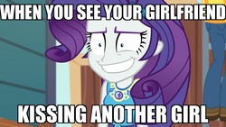 Size: 1920x1080 | Tagged: safe, edit, edited screencap, screencap, rarity, equestria girls, equestria girls specials, g4, my little pony equestria girls: better together, my little pony equestria girls: rollercoaster of friendship, clothes, faic, female, geode of shielding, image macro, jacket, jealous, lesbian, meme, shipping war