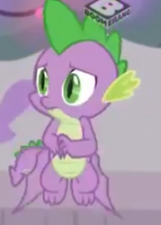 Size: 387x540 | Tagged: safe, screencap, spike, dragon, g4, the hearth's warming club, boomerang (tv channel), claws, cropped, flying, logo, male, winged spike, wings