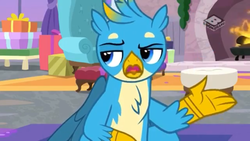 Size: 1280x720 | Tagged: safe, screencap, gallus, griffon, g4, the hearth's warming club, beak, boomerang (tv channel), claws, fireplace, male, open mouth, wings