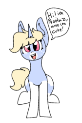Size: 385x573 | Tagged: safe, artist:nootaz, oc, oc only, oc:dazzling flash, oc:nootaz, changeling, pony, unicorn, changeling oc, coat markings, dialogue, disguise, disguised changeling, female, freckles, heart, looking at you, mare, simple background, smiling, socks (coat markings), solo, speech bubble, talking, talking to viewer, text, transparent background