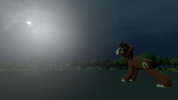 Size: 1280x720 | Tagged: safe, artist:horsesplease, trouble shoes, earth pony, pony, g4, 3d, alone, canterlot high, gmod, looking up, male, moon, night, sad, solo, story included