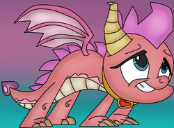 Size: 900x660 | Tagged: safe, artist:krazykari, spike, dragon, g4, dragoness, ember (spyro), female, heart, jewelry, necklace, spyro the dragon (series)