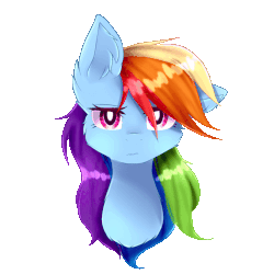 Size: 899x899 | Tagged: safe, artist:sinalaa, rainbow dash, g4, animated, blinking, bust, ear fluff, female, floppy ears, gif, looking at you, simple background, transparent background