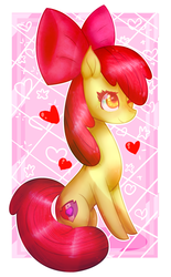 Size: 2408x3872 | Tagged: safe, artist:dashkatortik12222222, artist:vallary-rainbow, apple bloom, earth pony, pony, g4, bow, collaboration, female, filly, heart, high res, solo