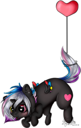 Size: 324x509 | Tagged: safe, artist:ohflaming-rainbow, oc, oc only, oc:flaming rainbow, alicorn, pony, balloon, chibi, colored wings, female, filly, multicolored wings, simple background, solo, transparent background