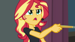Size: 1280x720 | Tagged: safe, screencap, sunset shimmer, all the world's off stage, equestria girls, g4, my little pony equestria girls: better together, female, solo