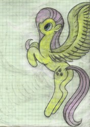 Size: 1589x2245 | Tagged: safe, artist:mfg637, fluttershy, pony, g4, female, flying, graph paper, sketch, solo, traditional art