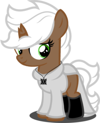 Size: 1280x1579 | Tagged: safe, artist:buckeyescozycafe, oc, oc only, oc:emissos, pony, unicorn, broken horn, clothes, female, filly, horn, jewelry, necklace, simple background, solo, transparent background, vector