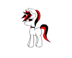 Size: 1500x1200 | Tagged: safe, artist:risen_warrior, oc, oc only, oc:blackjack, pony, unicorn, fallout equestria, fallout equestria: project horizons, choker, fanfic, fanfic art, female, hooves, horn, mare, missing cutie mark, simple background, solo, white background