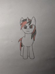 Size: 768x1024 | Tagged: safe, artist:risen_warrior, oc, oc only, oc:blackjack, pony, unicorn, fallout equestria, fanfic, fanfic art, female, hooves, horn, mare, simple background, sketch, solo, traditional art, white background