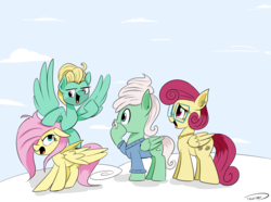 Size: 2335x1733 | Tagged: safe, artist:taurson, fluttershy, gentle breeze, posey shy, zephyr breeze, pegasus, pony, g4, atg 2018, family, female, fluttershy is not amused, male, mare, newbie artist training grounds, stallion, unamused