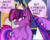 Size: 2500x2000 | Tagged: safe, artist:sodadoodle, oc, oc:star twist, crown, female, high res, implied twilight sparkle, jewelry, magical lesbian spawn, mare, offscreen character, offspring, parent:tempest shadow, parent:twilight sparkle, parents:tempestlight, regalia, show accurate, sodaverse, speech bubble, story, story included