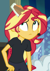 Size: 475x680 | Tagged: safe, screencap, sunset shimmer, all the world's off stage, all the world's off stage: micro chips, equestria girls, g4, my little pony equestria girls: better together, cropped, female, solo