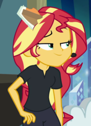 Size: 491x673 | Tagged: safe, screencap, sunset shimmer, all the world's off stage, all the world's off stage: micro chips, equestria girls, g4, my little pony equestria girls: better together, cropped, female, solo