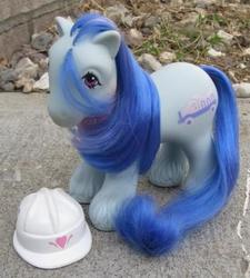 Size: 415x461 | Tagged: safe, photographer:angelponies, 4-speed, earth pony, pony, g1, big brother ponies, hard hat, irl, male, photo, solo, spain, toy