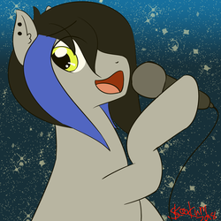 Size: 1500x1500 | Tagged: safe, artist:skookum, oc, oc only, oc:string strummer, pony, male, microphone, singing, solo, stallion, stars