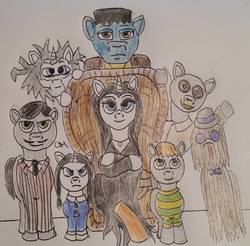 Size: 1255x1234 | Tagged: safe, artist:rapidsnap, oc, oc only, pony, crossover, ponified, the addams family, traditional art