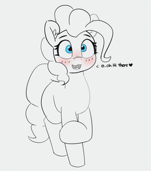 Size: 1280x1447 | Tagged: safe, artist:pabbley, pinkie pie, pony, g4, 30 minute art challenge, blushing, cute, female, nervous, partial color, solo